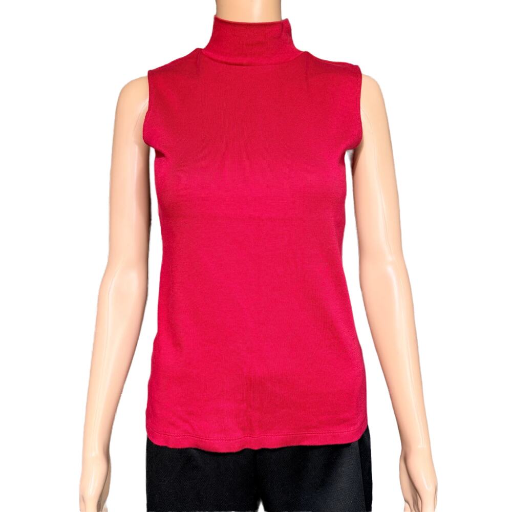 Croft&Barrow Womens Sweater Mock Neck Pullover Sleeveless Tank Top Red Small